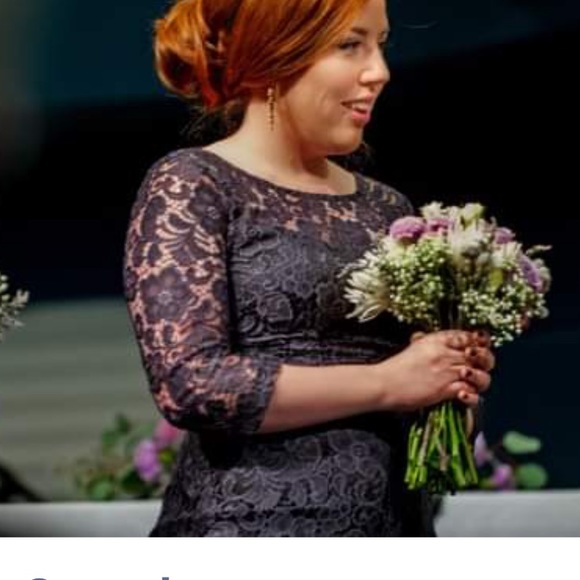 Grey Lace Dress with Built in Slip - Picture 9 of 9